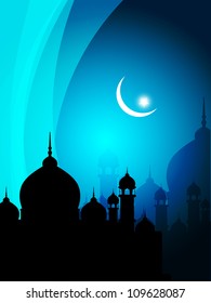 religious eid background with mosque. Vector illustration