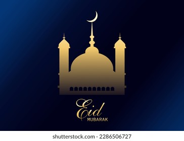 Religious eid mubarak banner with islamic mosque design