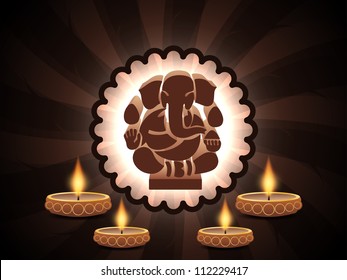 religious elegant background for diwali with beautiful ganesha.
