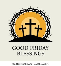 Religious Good Friday Art with Three Crosses vector 