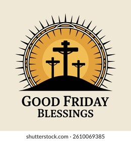 Religious Good Friday Art with Three Crosses vector 