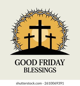 Religious Good Friday Art with Three Crosses vector 