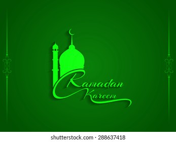 Religious green color Ramadan Kareem vector background design.