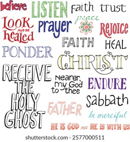 religious hand lettered words clip art