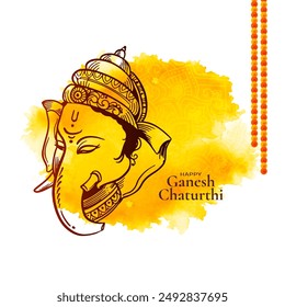 Religious Happy Ganesh Chaturthi Indian hindu festival celebration card vector