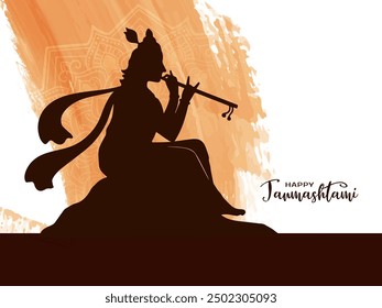 Religious Happy Janmashtami Indian festival traditional background design vector