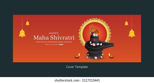 Religious happy maha shivratri Hindu festival cover page design template.