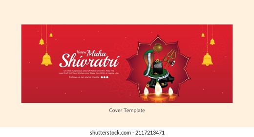 Religious happy maha shivratri Hindu festival cover page design template.