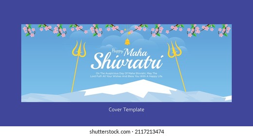 Religious happy maha shivratri Hindu festival cover page design template.