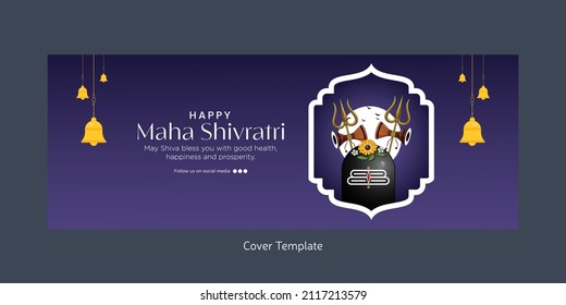 Religious happy maha shivratri Hindu festival cover page design template.