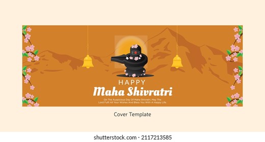 Religious happy maha shivratri Hindu festival cover page design template.