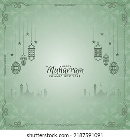 Religious Happy Muharram festival and Islamic new year background vector