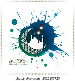 Religious Happy Muharram and Islamic new year greeting background vector