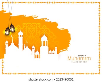 Religious Happy Muharram and Islamic new year greeting background vector