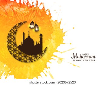 Religious Happy Muharram and Islamic new year greeting background vector