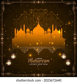 Religious Happy Muharram and Islamic new year greeting background vector