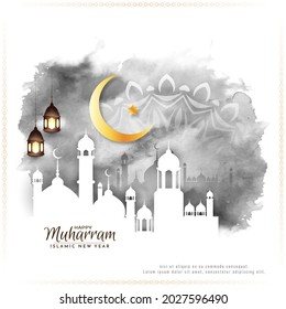 Religious Happy Muharram and Islamic new year greeting background vector