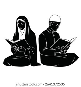 Religious Harmony Icon: Diverse Individuals Reading Sacred Texts
