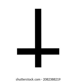 Religious icon, illustration of inverted cross on white background