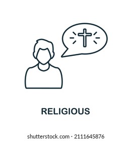 Religious icon. Line element from human rights collection. Linear Religious icon sign for web design, infographics and more.