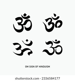 Religious Icon Set Collection Illustration. Symbolic Representation Of Hindu Religion Om Sign 