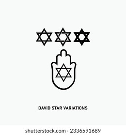 Religious Icon Set Collection Illustration. Symbolic Representation Of Jew David Star Variation 