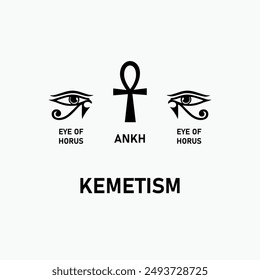 Religious Icon set Kemetism Religion Symbols Collection Eye of Horus