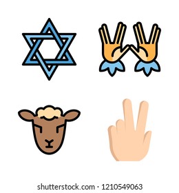 religious icon set. vector set about peace, kabbalah and hebrew icons set.
