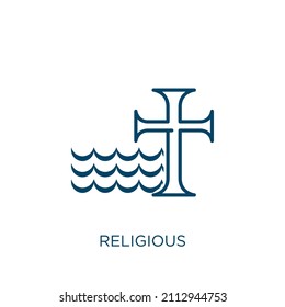 religious icon. Thin linear religious outline icon isolated on white background. Line vector religious sign, symbol for web and mobile