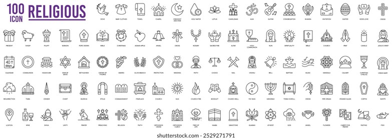 Religious icons. Christian vector set icon