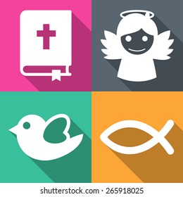 Religious icons set vector illustration