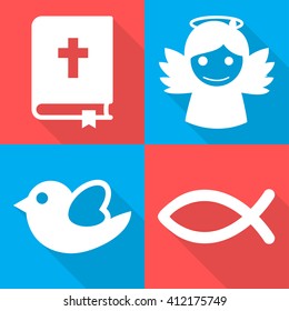 Religious icons set vector illustration and stylish design