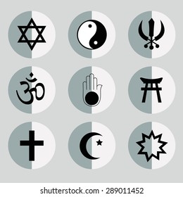 Religious Icons Vector Illustration Symbols Design Stock Vector ...