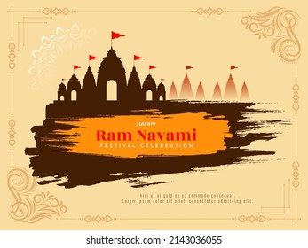 Religious Indian Happy Ram Navami festival greeting background vector