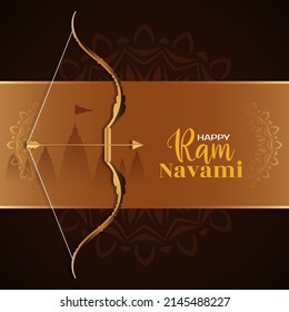 Religious Indian Happy Ram Navami festival greeting background vector