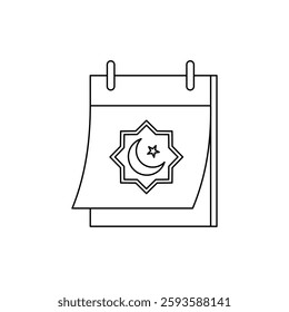 Religious Islamic Calendar Icon. Religious Islamic Calendar Vector Icon in line style design. Religious Islamic Calendar Symbol. Vector illustration.