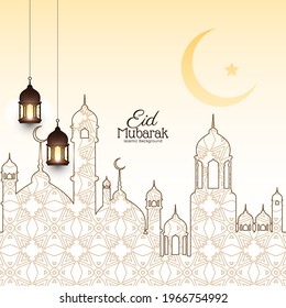 Religious Islamic Eid mubarak festival elegant background vector