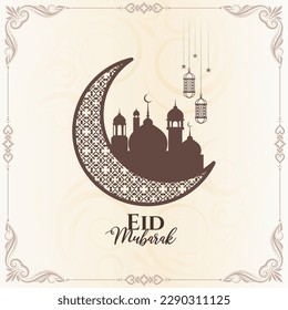 Religious Islamic Eid Mubarak festival greeting background design vector