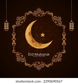 Religious Islamic Eid Mubarak festival background design vector