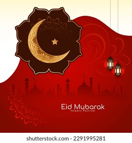 Religious Islamic Eid Mubarak festival background design vector