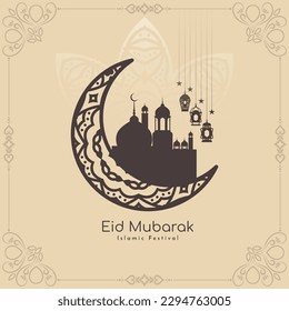Religious Islamic Eid Mubarak festival greeting background design vector