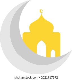 Logo für religiöse islamische Silhouetten mit Halbmond-freiem Vektorgrafik
