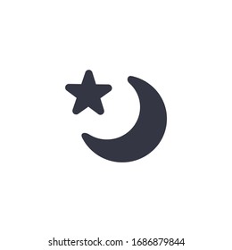 Religious Islamic Star and Crescent. Half moon and star. Stock Vector illustration isolated on white background.