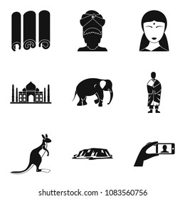Religious journey icons set. Simple set of 9 religious journey vector icons for web isolated on white background