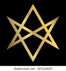 Símbolo religioso mágico del cine. Icono de Unicursal hexagram. La estrella de seis puntas, que representa la unión del macrocosmos y el microcosmos. Amanecer Dorado, Crowley. Ilustración del vector