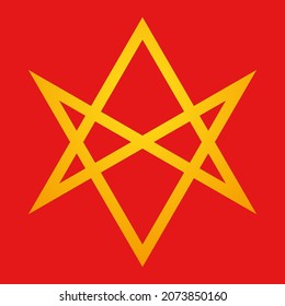 Símbolo religioso mágico del cine. Icono de Unicursal hexagram. La estrella de seis puntas, que representa la unión del macrocosmos y el microcosmos. Amanecer Dorado, Crowley. Ilustración del vector