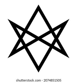 Símbolo religioso mágico del cine. Icono de Unicursal hexagram. La estrella de seis puntas, que representa la unión del macrocosmos y el microcosmos. Amanecer Dorado, Crowley. Ilustración del vector