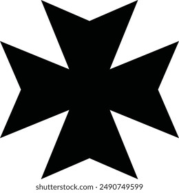 Religious Maltese Cross flat black vector icon.