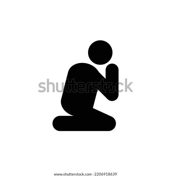 Religious Man Praying On Knees Icon Stock Vector (Royalty Free ...