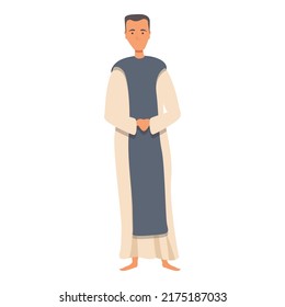 Religious Monk Icon Cartoon Vector. Priest Man. Rishi Friar